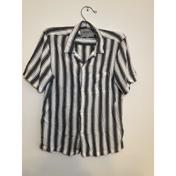 Carhartt Tops - Carhartt Shirt Women's Extra Small Loose Fit Short Sleeve Button Up Stripe